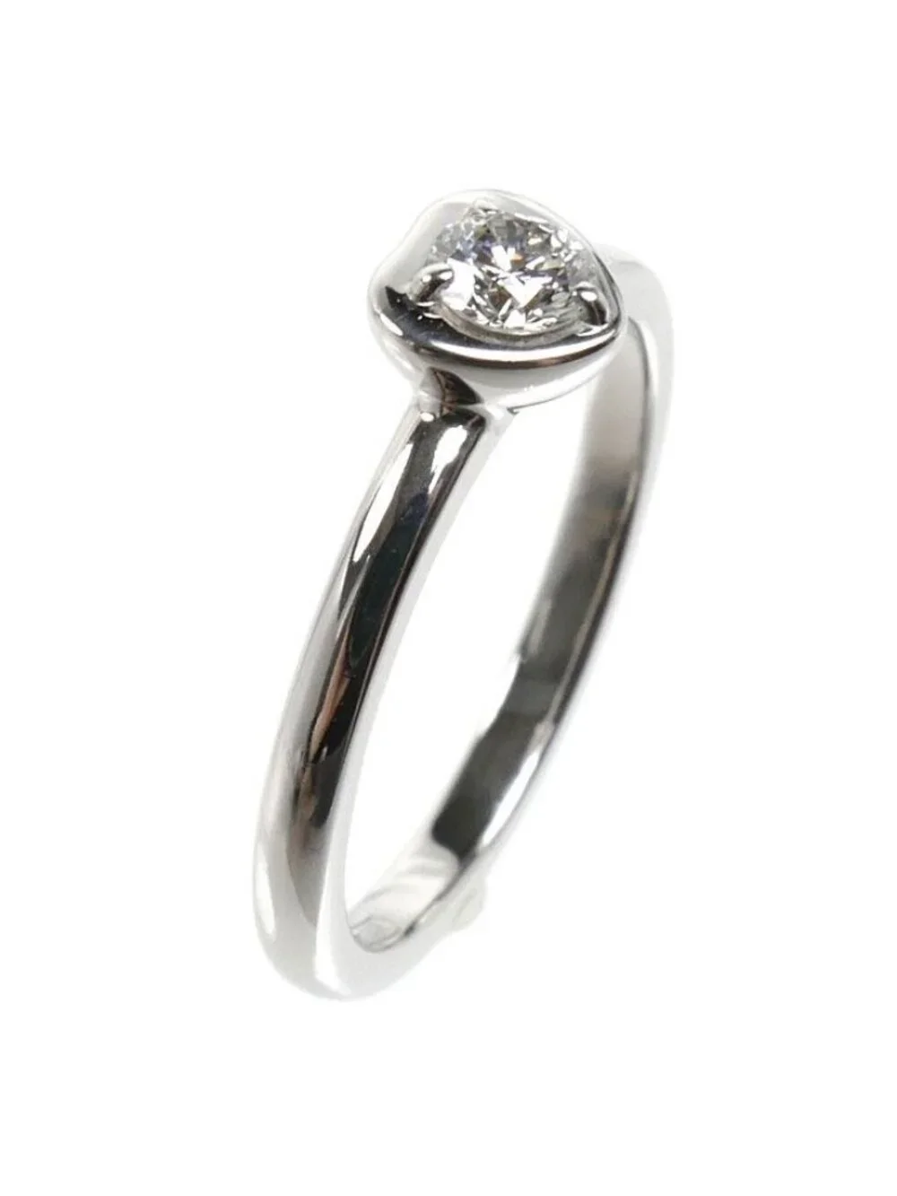 Cartier 18k White Gold Diamant Leger Damour Heart Ring Diamond 46 Vintage